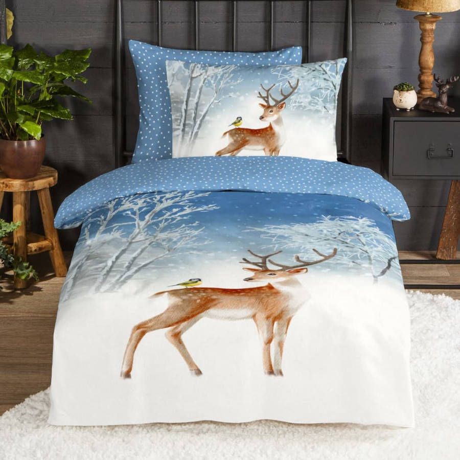 Good Morning Day Flanel Dekbedovertrek Flanel/Katoen 1 persoons(140x200/220 Cm + 1 Sloop) Blue