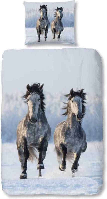 Inventum Good Morning dekbedovertrek Snowhorses multikleur 140x200/220 cm Leen Bakker