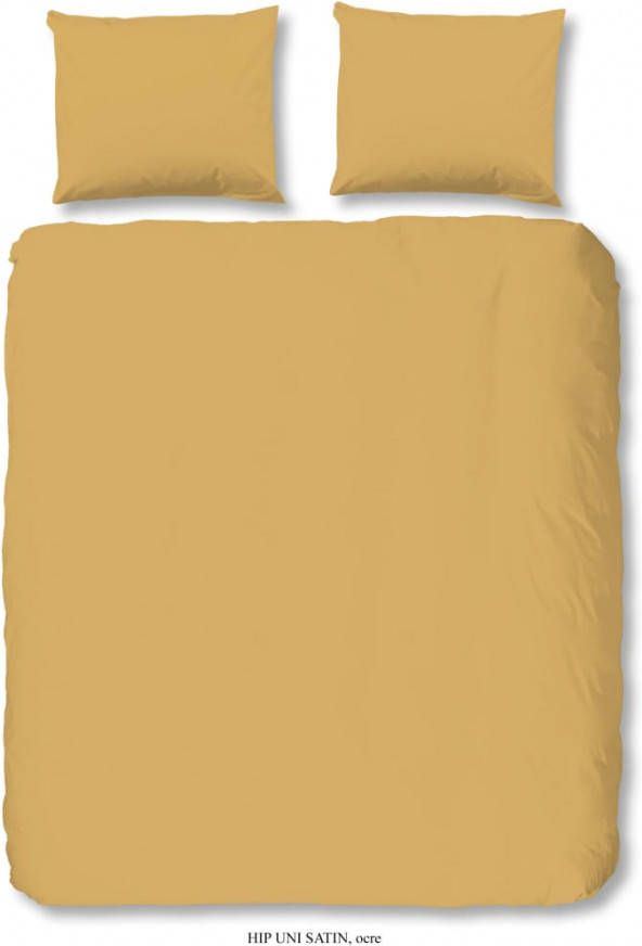 HIP Collection Uni Satin Dekbedovertrek 2 persoons(200x200/220 Cm + 2 Slopen) Katoen Satijn Ochre