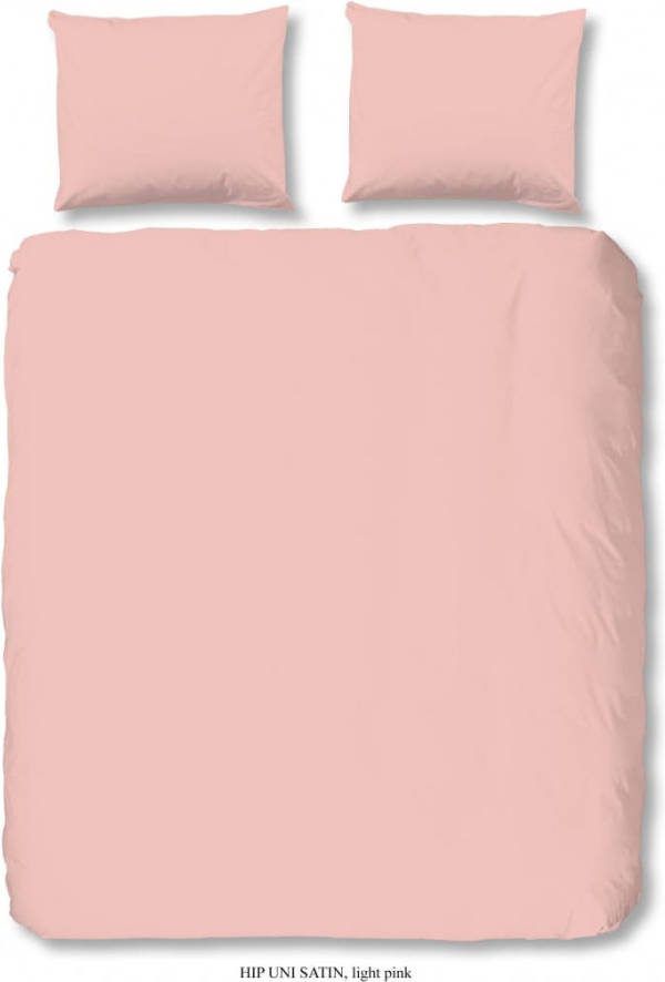 HIP Uni Satin Dekbedovertrek 2 persoons(200x200/220 Cm + 2 Slopen) Katoen Satijn Light Pink