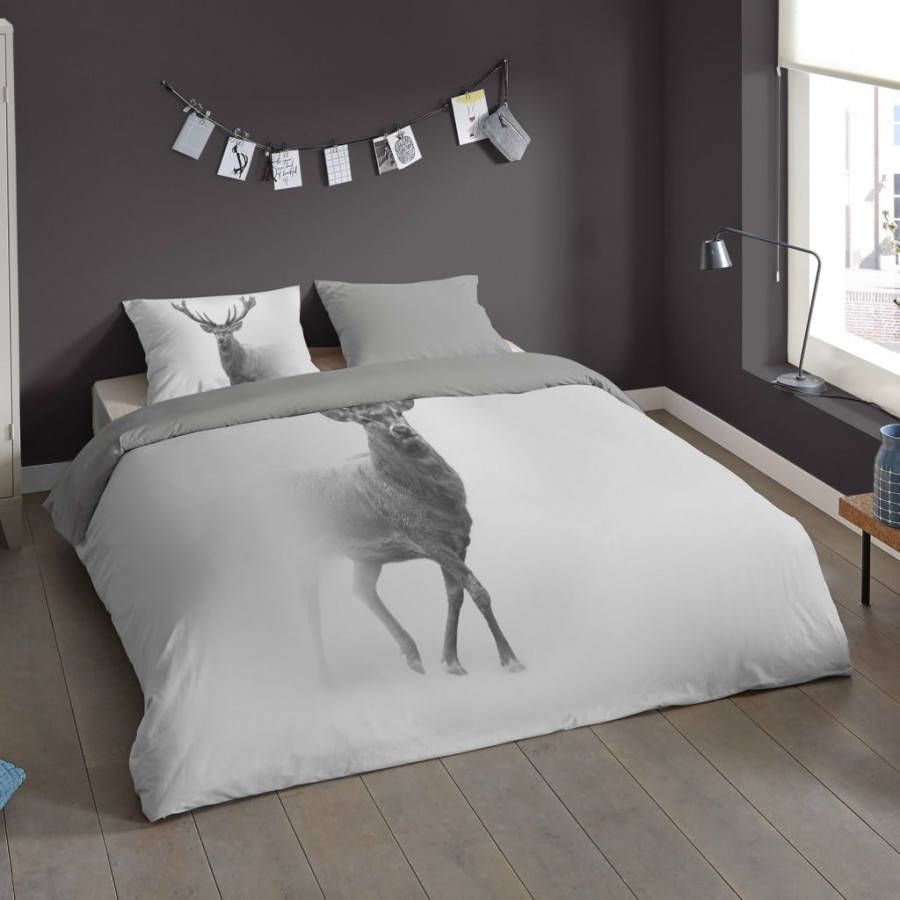 Pure Grey Deer Dekbedovertrek 2 persoons(200x200/220 Cm + 2 Slopen) Microvezel Grey