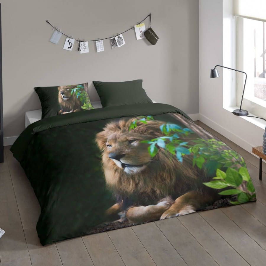 Pure dekbedovertrek Lion groen 140x200/220 cm Leen Bakker