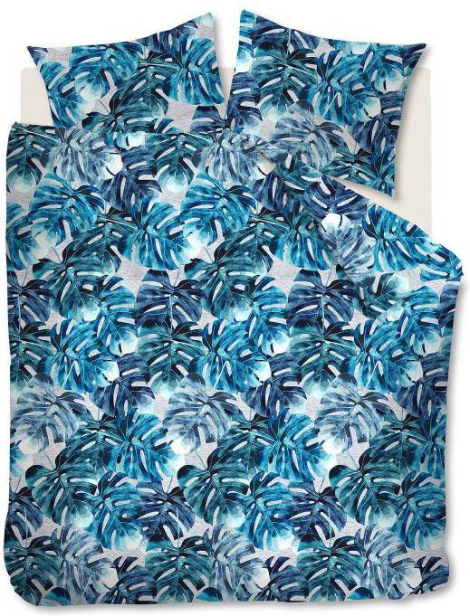 Beddinghouse Hawaii Dekbedovertrek 100% Gebreide Katoen 2 persoons(200x200/220 Cm + 2 Slopen) Blue