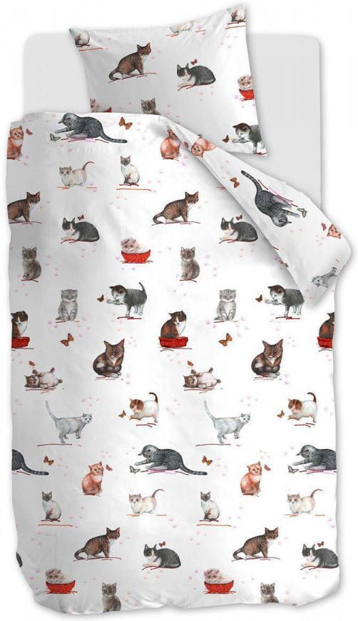 Beddinghouse Cute Cats kinderdekbedovertrekset van katoen 144TC inclusief kussenslopen