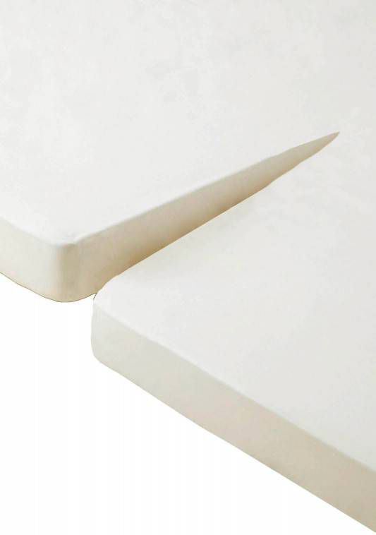 Beddinghouse Percale Katoen Split topper Hoeslaken 100% Percale Katoen Lits jumeaux(160x200 Cm) Off White