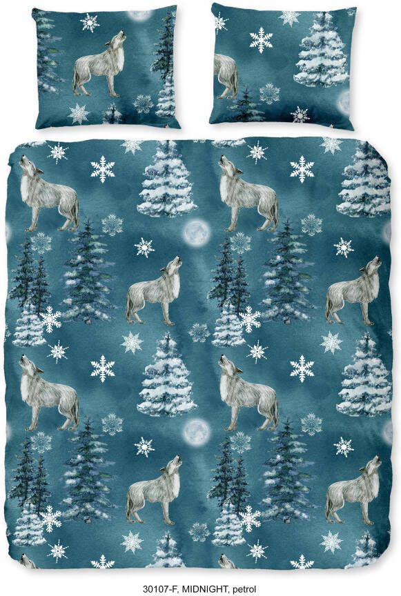 Good Morning Midnight Flanel Dekbedovertrek Lits jumeaux(240x200/220 Cm + 2 Slopen) Flanel Petrol