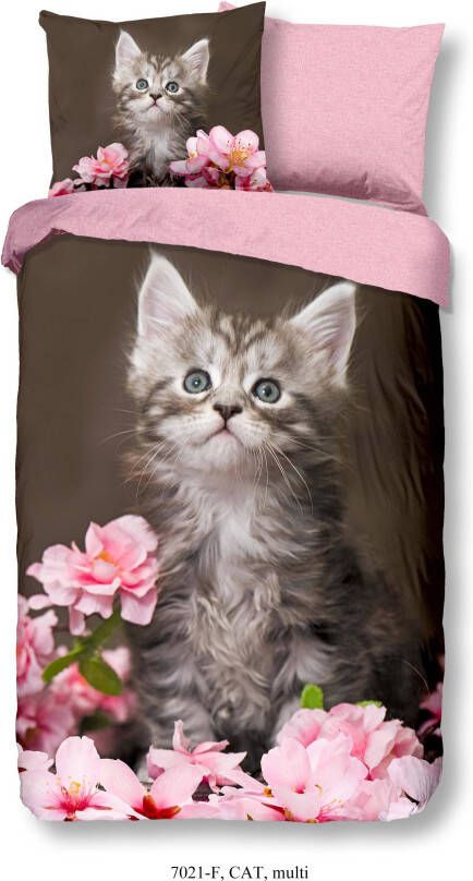 Good Morning Cat Flanel Dekbedovertrek Flanel/Katoen 1 persoons(140x200/220 Cm + 1 Sloop) Multi