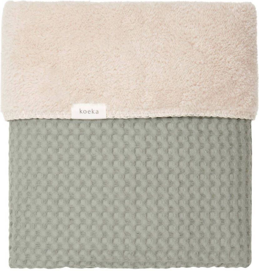 Koeka Oslo baby ledikantdeken teddy 100x150 cm Shadow Green/Soft Sand