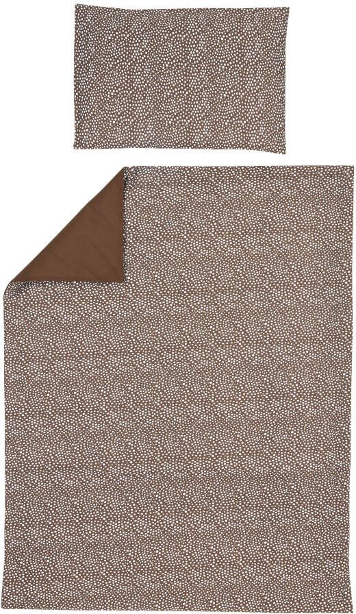 Meyco katoenen ledikant dekbedovertrek + kussensloop Cheetah choclolate/Uni choclolate(dekbedovertrek 100x135 cm )