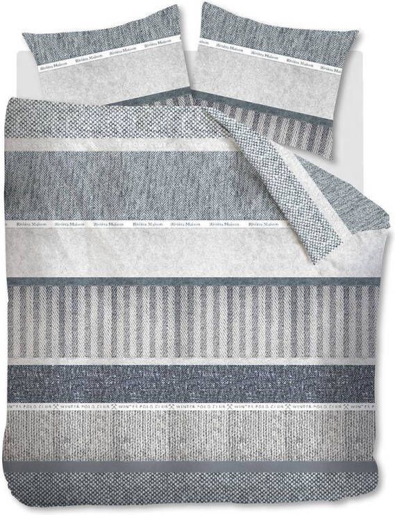Riviëra Maison Winterclub Dekbedovertrek Lits jumeaux(240x200/220 Cm + 2 Slopen) Katoen Blue