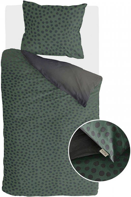 Walra Spots & Dots Dekbedovertrek 1-persoons (140x200/220 Cm + 1 Sloop) Katoen Donker Groen