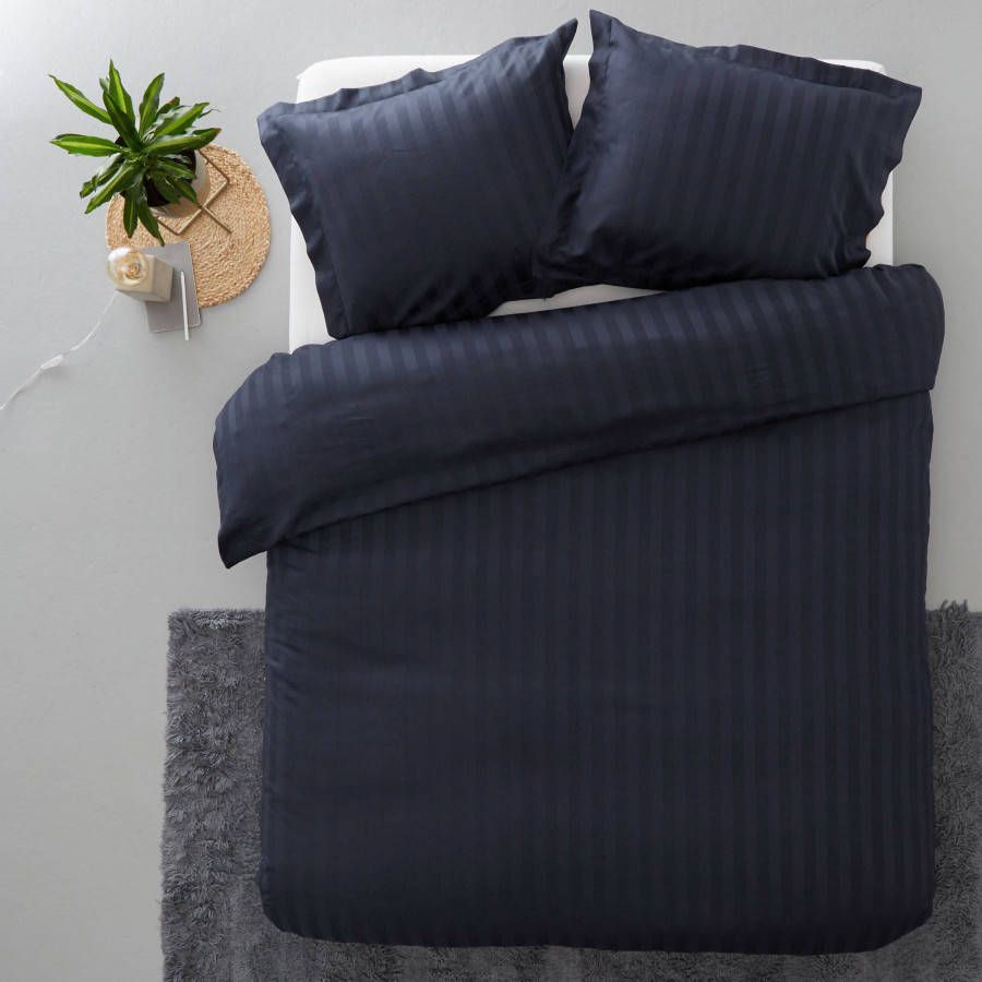 Papillon Uni Satin Dekbedovertrek 1 persoons(140x200/220 Cm + 1 Sloop) Katoen Satijn Navy