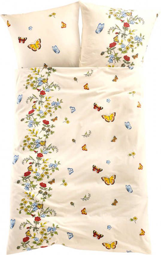 Webschatz 2 delige set bedlinnen Bloemenweide Ecru, 2 delige set bedlinnen Bloemenweide Terracotta, 2 delige set bedlinnen Bloemenweide Bruin, 2 delige set bedlinnen Bloemenweide Lichtblauw