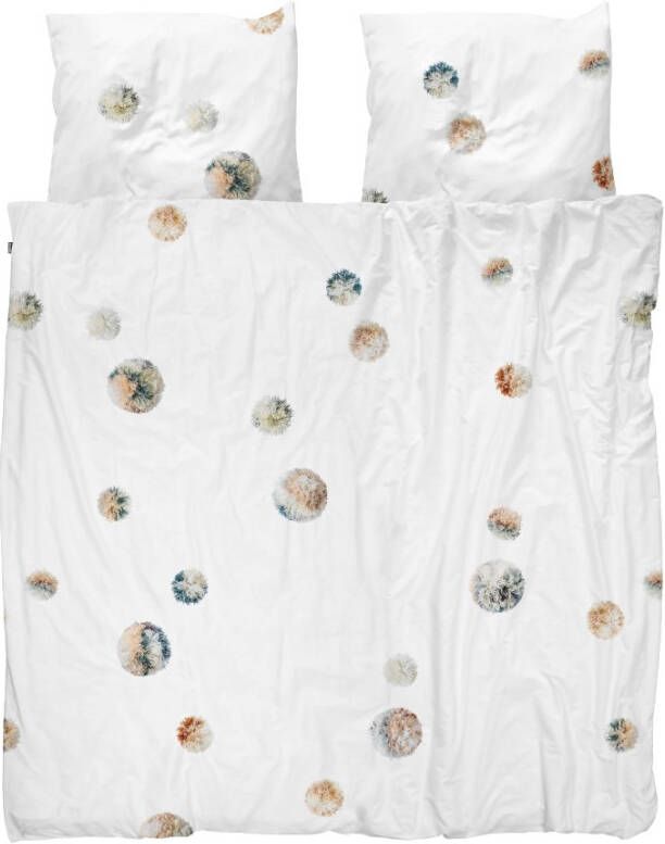 SNURK Pom dekbedovertrek 100% percaline katoen Lits-jumeaux (240x200/220 cm + 2 slopen) Wit