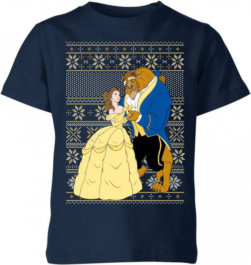Disney Classic Beauty And The Beast Kinder T Shirt Navy 146/152(11 12 jaar) Navy blauw
