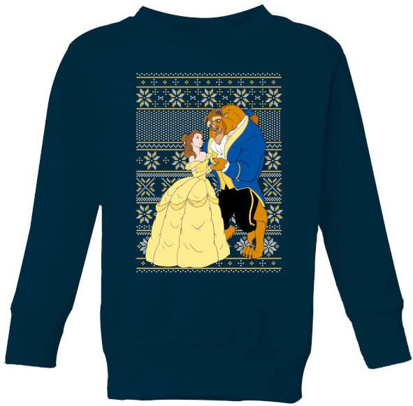 Disney Classic Beauty And The Beast Kindertrui Navy 146/152(11 12 jaar) Navy blauw